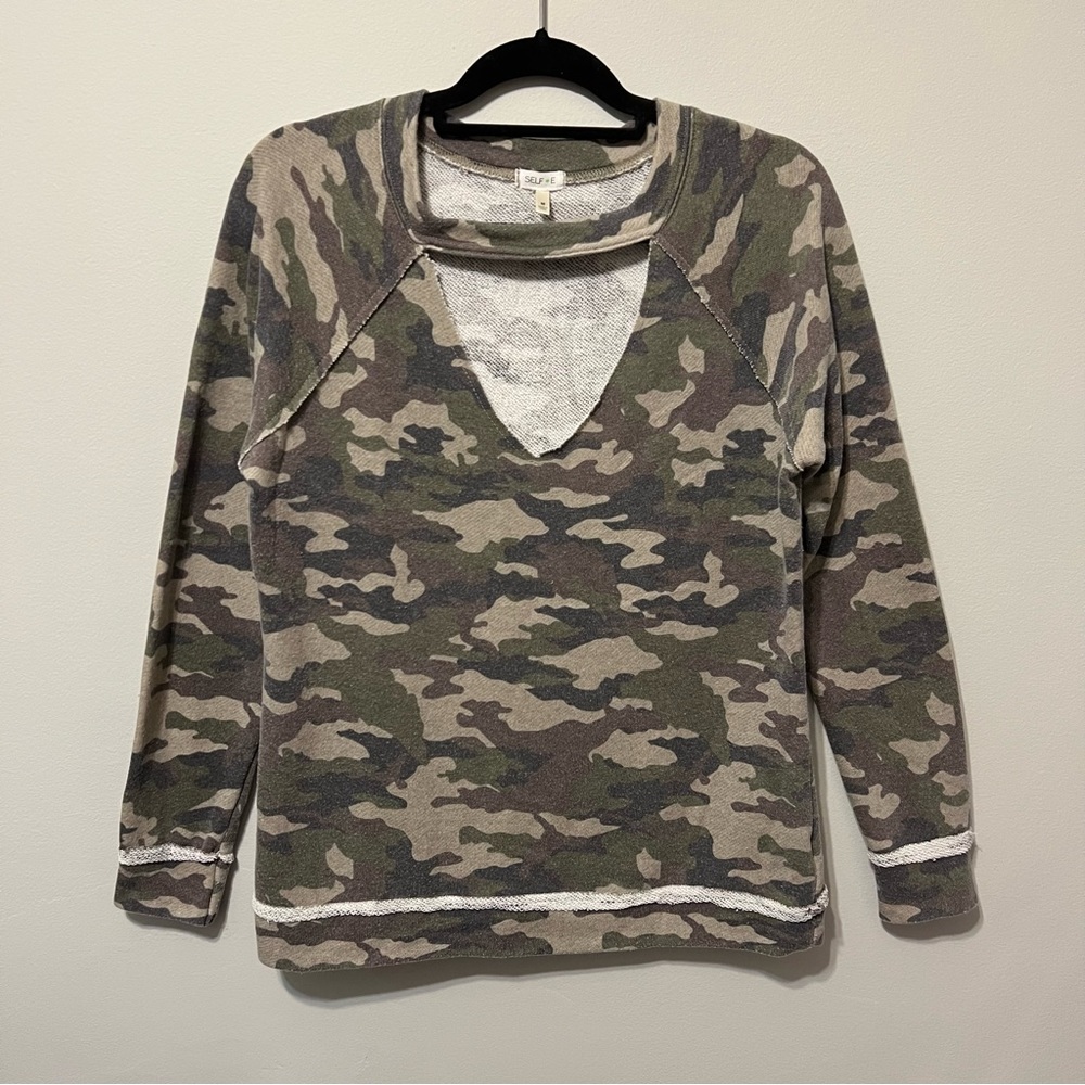 Self Love Camouflage Long Sleeve Crewneck Top M